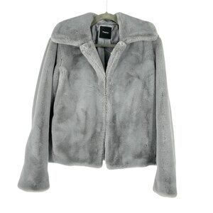 NWT Theory Faux Rabbit Fur Luxe Jacket in Blue Grey